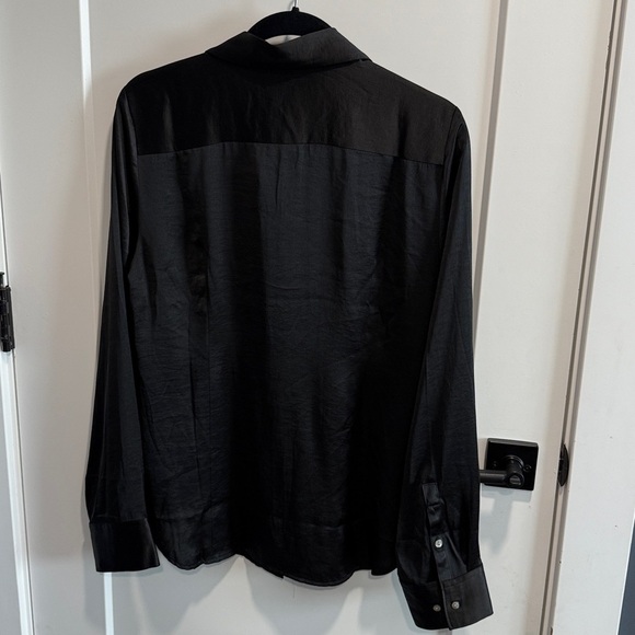 NWT Madewell Button-Up Shirt Black Satin Size 12 - Picture 10 of 10